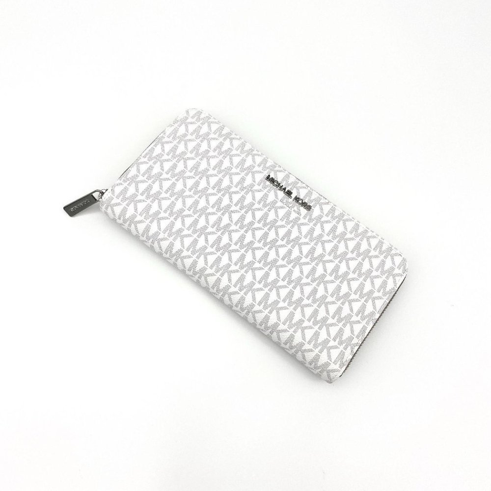 Michael Kors White Grey Large Zip Wallet
